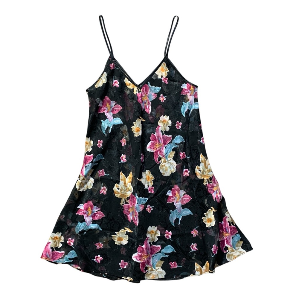 90’s L.A. Intimates Floral Printed Sheer Slip Mini Dress